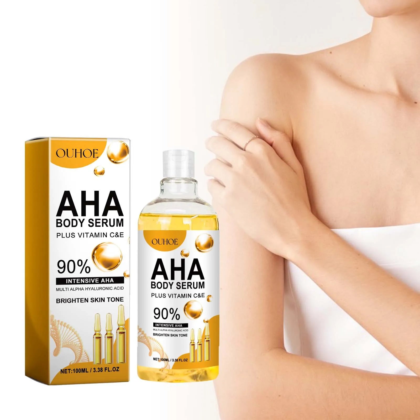 AHA Body Whitening Serum Moisturizing Spots Eraser Corrector Shrink Pore Repair Lighten Body Face Skin Care Hydrating Face Serum