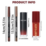 4Pcs/Set Velvet Lip Combo, Matte Lip Liner, Lip Oil Nude Gloss, Long-lasting Waterproof, Sophisticated Lip Look