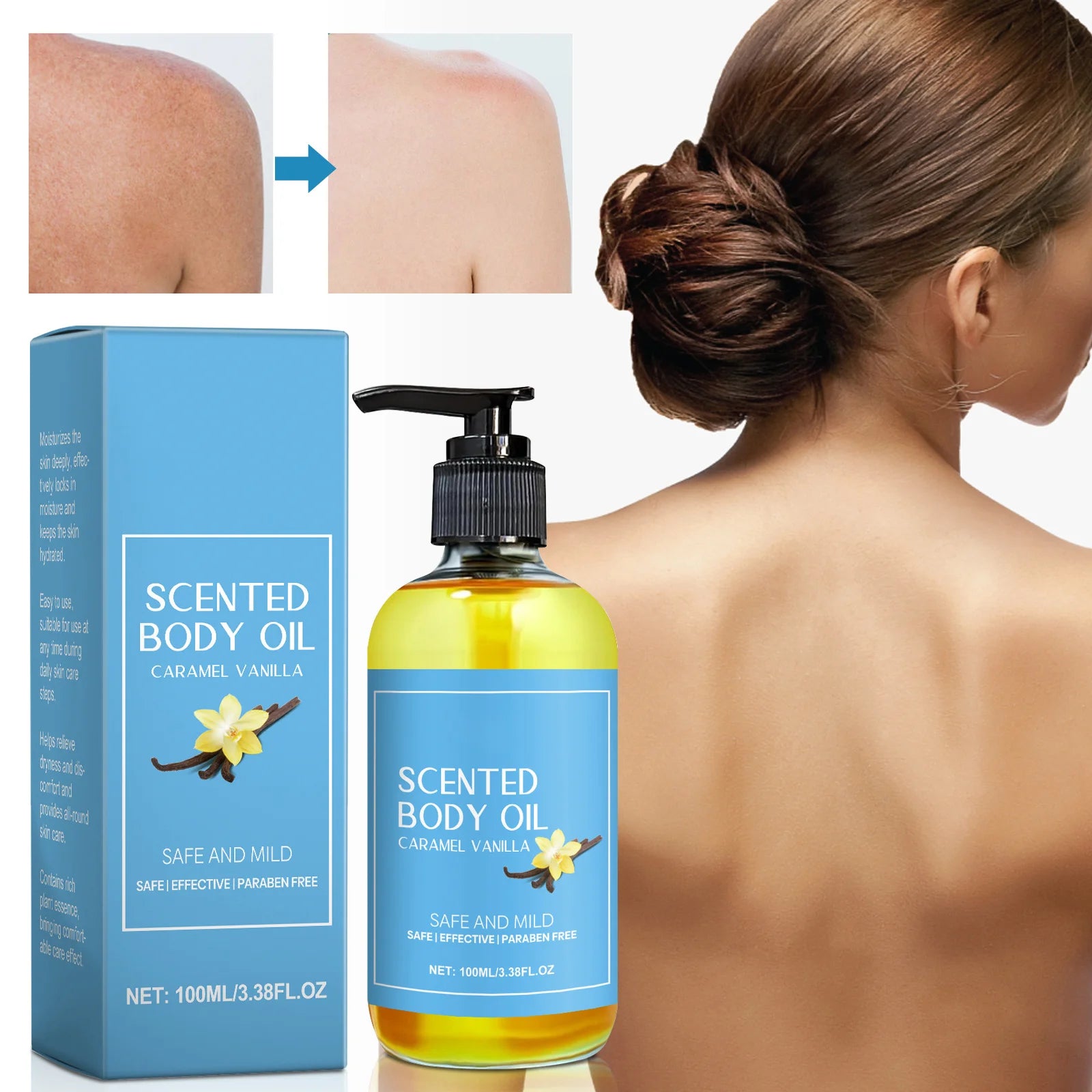 1-5pcs Stress Relief Body Oil with Vanilla - Deeply Moisturizes & Soothes Muscles, Herbal Formula for Relaxing Bath & Massage.
