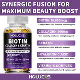 Biotin+Collagen+Keratin Capsules, Hydration, Promotes Hair Growth, Strengthens Weak Nails, Joints & Bones, Anti-Aging, Whitening