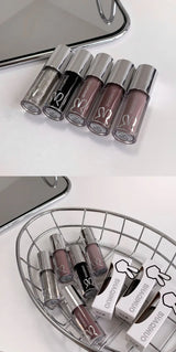 Water Light Mirror Lip Gloss Lasting Moisturizing Cool Black Silver Gray Pearlescent Fine Sparkling Lipstick Lip Oil