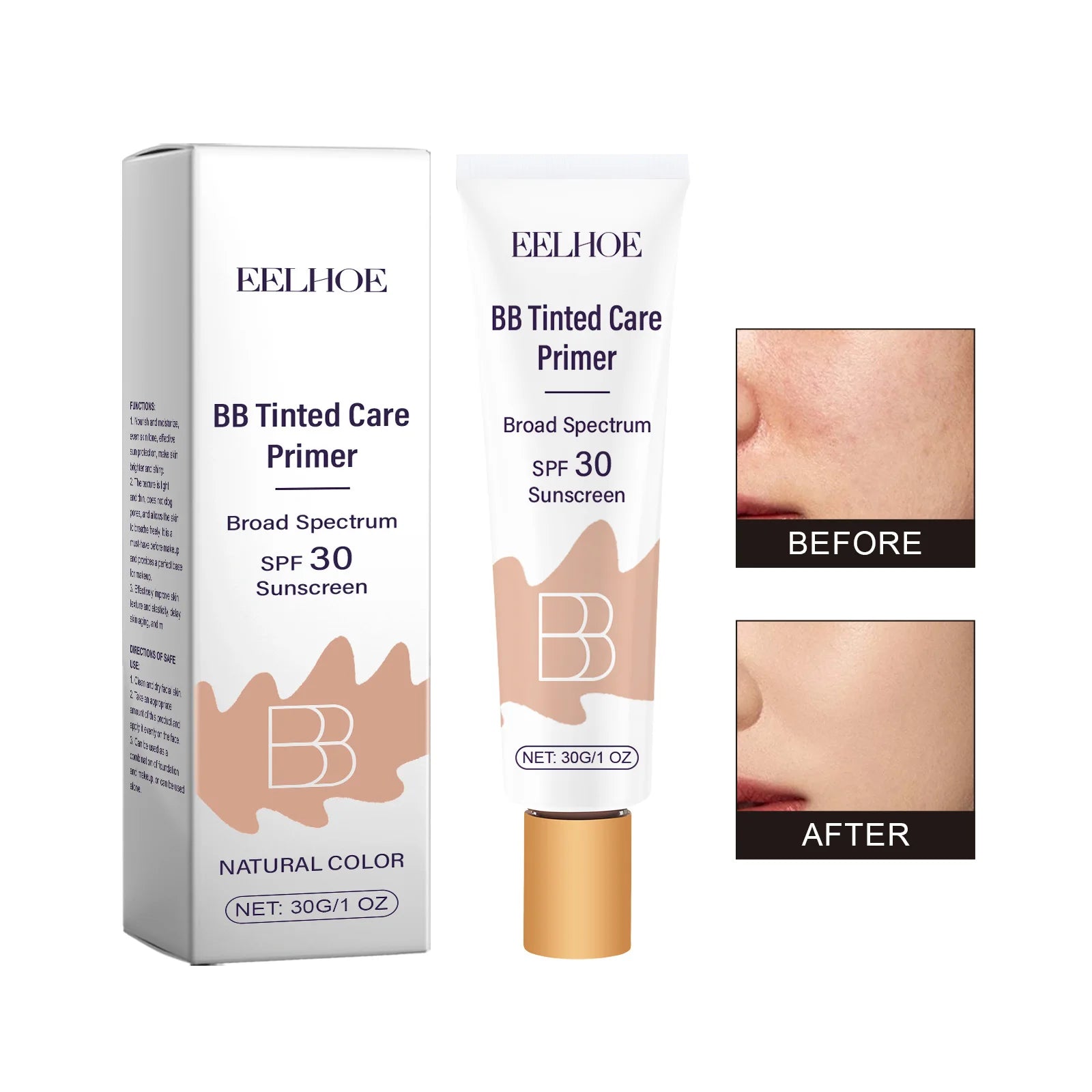 Protective BB Cream - Coverage for Facial Blemishes, Moisturizing, Daily Protection Tinted Moisturizer Light