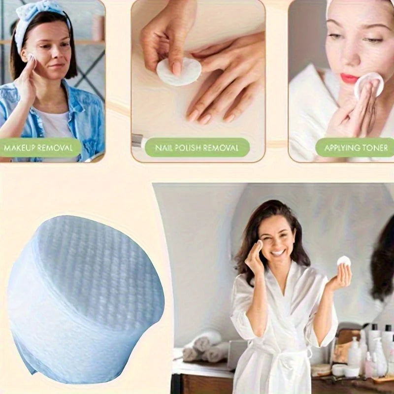 300/600pcs Round Facial Cleansing Pads High-Quality Makeup Remover Wipes Hypoallergenic Lint-Free Round Pads Light Beige