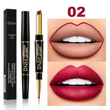 DNM 2 In 1 Matte Lipstick Pencil Double Head Lip Liner Pen Long Lasting Waterproof Lady Charming Nude Red Lipliner Pencil Makeup