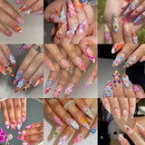 72Pcs 3D Crystal Jelly Soft Spotted Flower Nail Charms Transparent Leopard Lily Hibiscus Hawaiian Floral Nail Decor Nail Supplie
