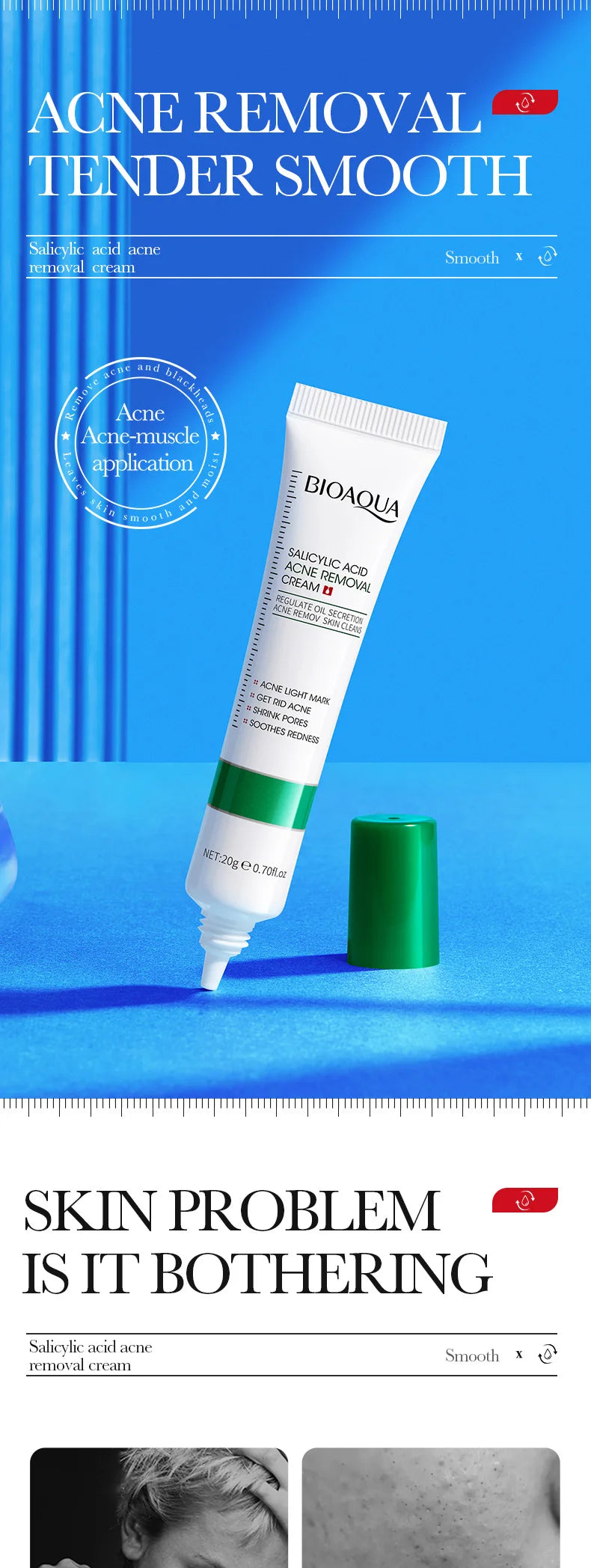 BIOAQUA Salicylic Acid Face Cream Acne Creams Mark Repair Firming Moisturizing Blackhead Remover skincare Facial Cream