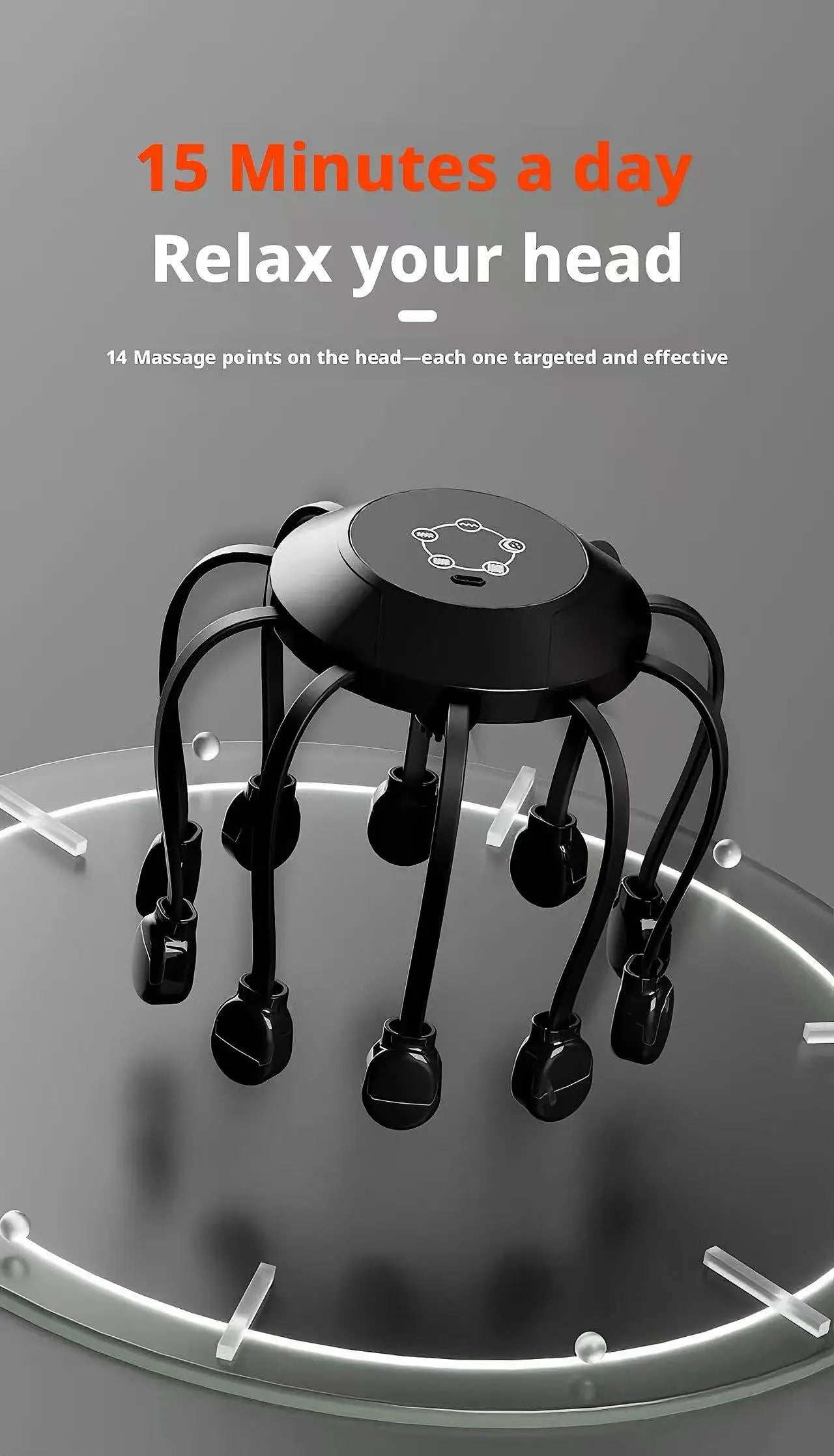 Electric Octopus Head Massager 10/14 Claws Smart Scalp Massage Device Relax Stress Relief Deep Tissue Home Head Spa Massager