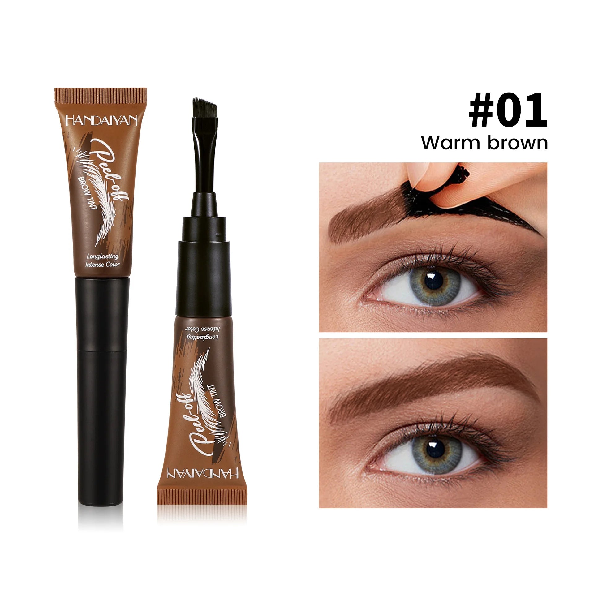 HANDAIYAN 5-color brush head peel-off eyebrow tint Waterproof, long-lasting, and smudge-proof peel-off eyebrow tint