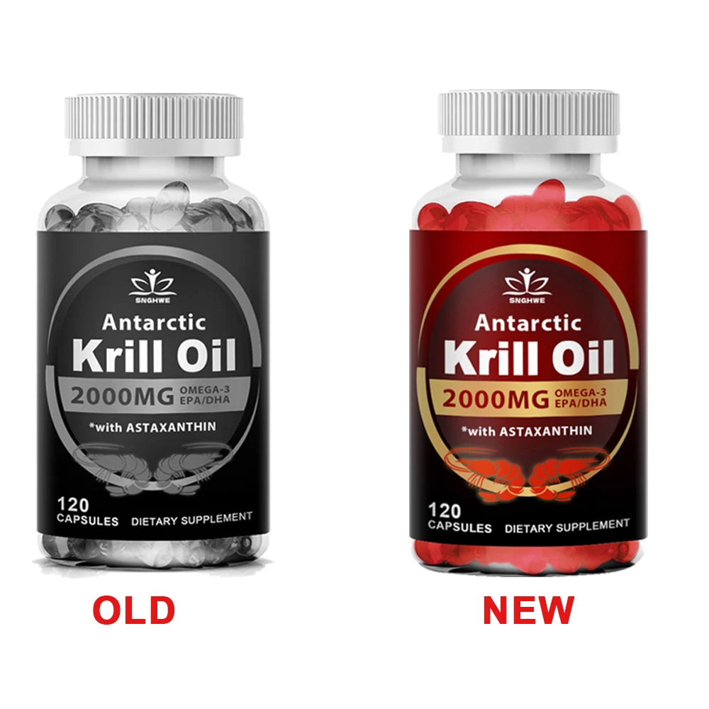 2000Mg Krill Oil Phospholipid Omega-3 EPA & DHA Phospholipids and Astaxanthin for Joint, Brain, Immune and Cardiac Support Diet