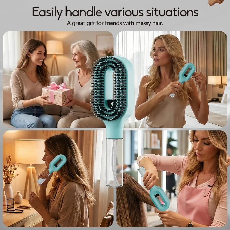 Refillable Spray Hair Comb Anti Static Detangling Brush Eliminate Frizz Tangles Portable Hair Styling Water Spray Brush For All Hair Types