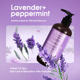 Lavender & Peppermint Infused Massage Body Oil - Warming & Moisturizing Formula for Men & Women, 10.2 Fl.Oz