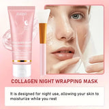 Collagen Overnight Wrapping Off Facial Mask Pack | with Hyaluronic Acid, Elasticity - Hydration Care, Sagging - Dullness - Hydrolyzed Collagen for Glowing Skin-Hydrating Face Mask - Deep Moisture for Dry Skin, Korean Skin Car