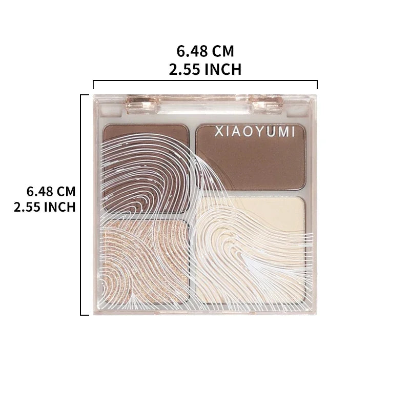 2 pcs Contouring Set - 4 color High-Gloss Contouring，Brightening Matte 3D Nose Shadow Brush，Easy To Color，Gift Set
