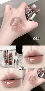 Gege Bear Glittering Mirror Lip Glaze, Watery Shimmering Light Lip Gloss Makeup 8 Colors, Hydrating Moisturizing, Long Lasting