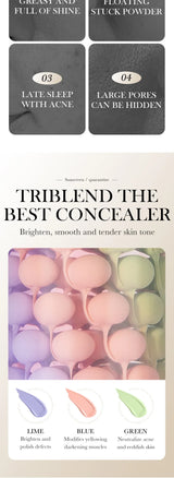 Face Makeup Primer Tri-color Cream Contour Color Isolation Waterproof Makeup Foundation Natural Makeup Base Cream 40g