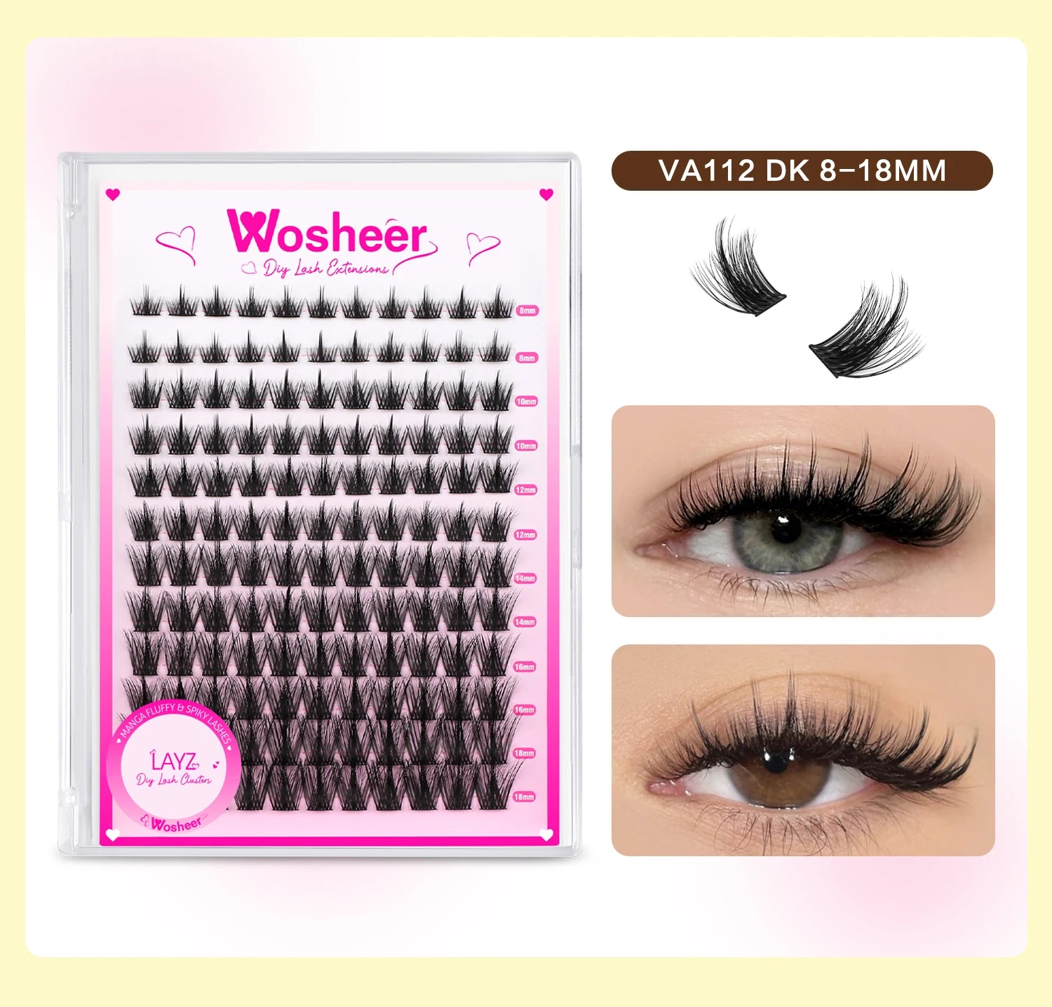 WOSHEER Eyelash Clusters Kit Thick Individual Lashes Lash Bond And Seal And Remover Faux Mink Lashes Eyelash Extension DIY