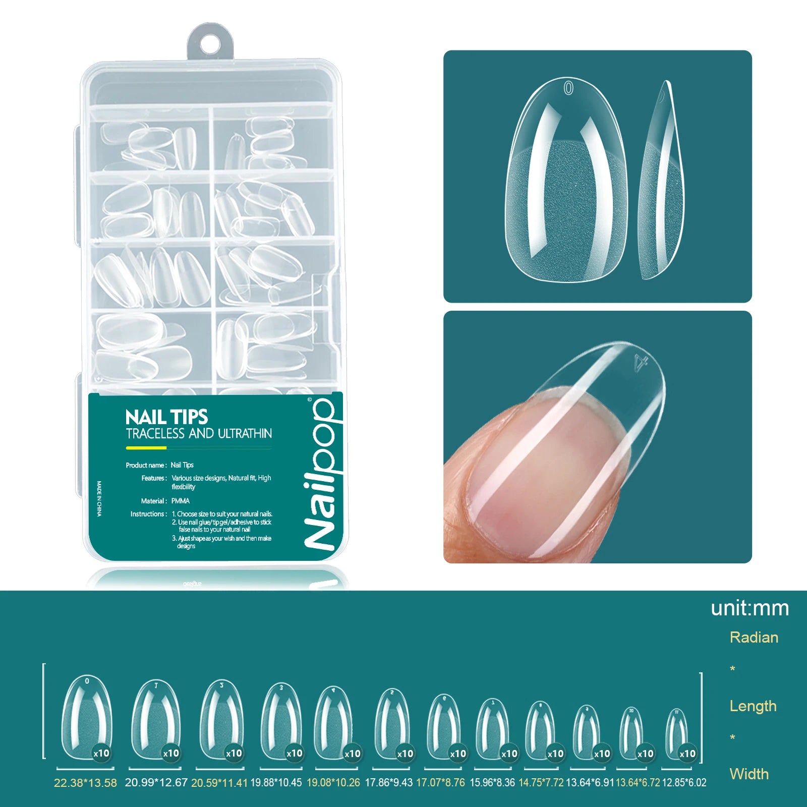 Nailpop Soft Gel Tips For Nails Acrylic Material Half Almond Artificial Nail Capsule Accessories Tool Art Salon 120pcs/box