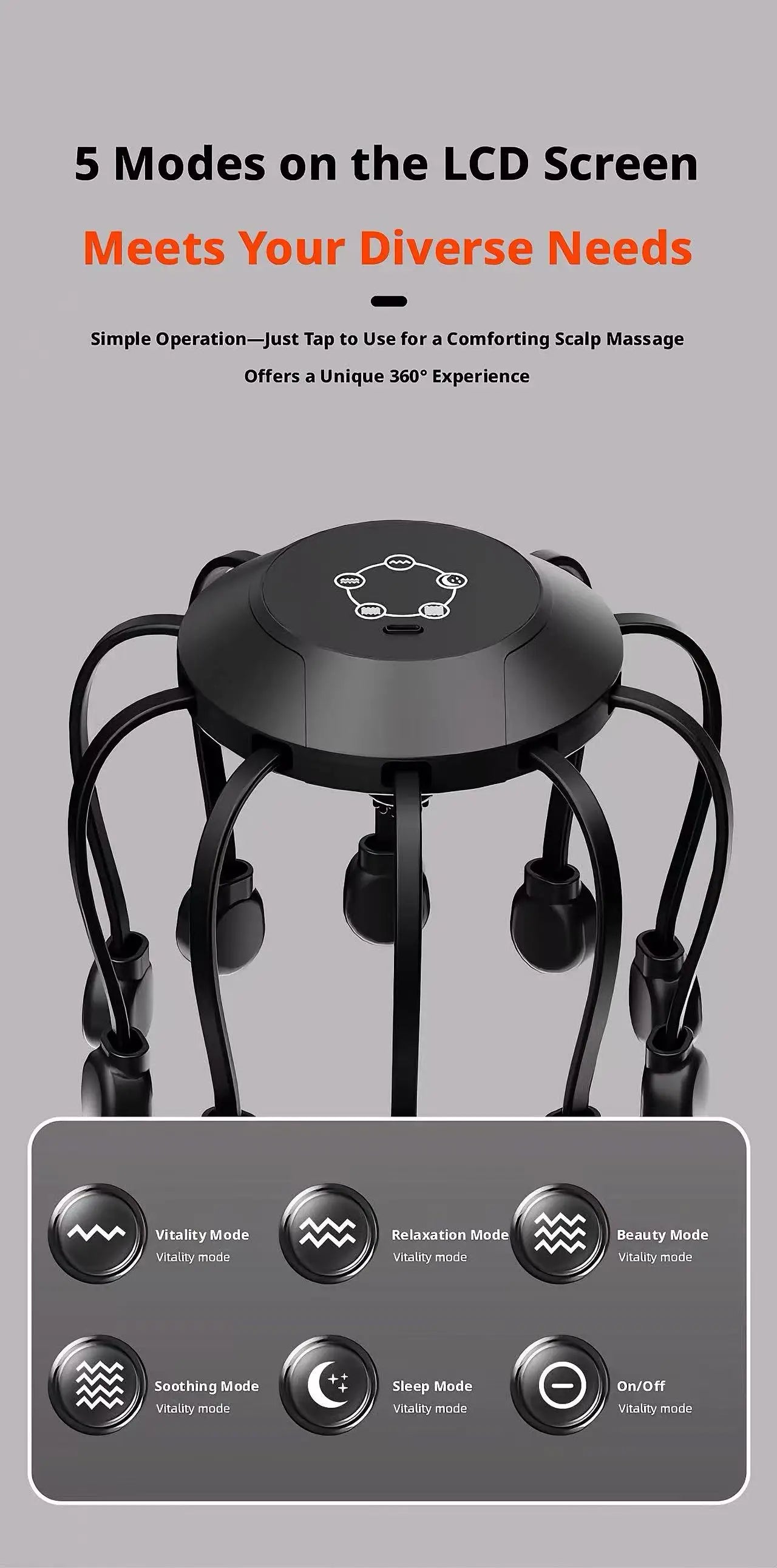 Electric Octopus Head Massager 10/14 Claws Smart Scalp Massage Device Relax Stress Relief Deep Tissue Home Head Spa Massager