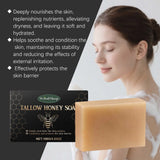 Tallow Honey Soap Bar Gentle Cleansing Bar for Face & Body Rich Lather Moisturizing Redness Relief Soften Smoothing Skin Care