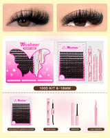 WOSHEER Eyelash Clusters Kit Thick Individual Lashes Lash Bond And Seal And Remover Faux Mink Lashes Eyelash Extension DIY