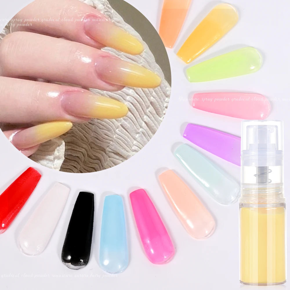 10g/bottle Nail Art Ombre Spray Powder Pearl Gradient Nail Pigment 12colors Blush Ombre Neon Nail Spray Powder Nail Supplies #FA