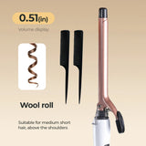 EU Plug 0.51"  Curling Iron, Constant Temp Hair Care, Auto Shutoff, Anti-Scald Stand, Perfect for Wool Curls