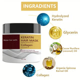 Miracle Hair Mask, Containing Collagen and Keratin - Deep Hair Care with Coconut Oil - Intense Moisturizing and Hydrating - Repairs Fine, Thin, Fragile, Dry, and Damaged Hair