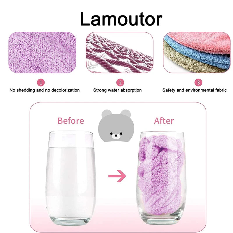 Super Absorbent Hair Drying Bath Towel Cap Cute Cartoon Bear Microfibre Soft Dry Hair Wrap Bathroom Accessories Bonnets