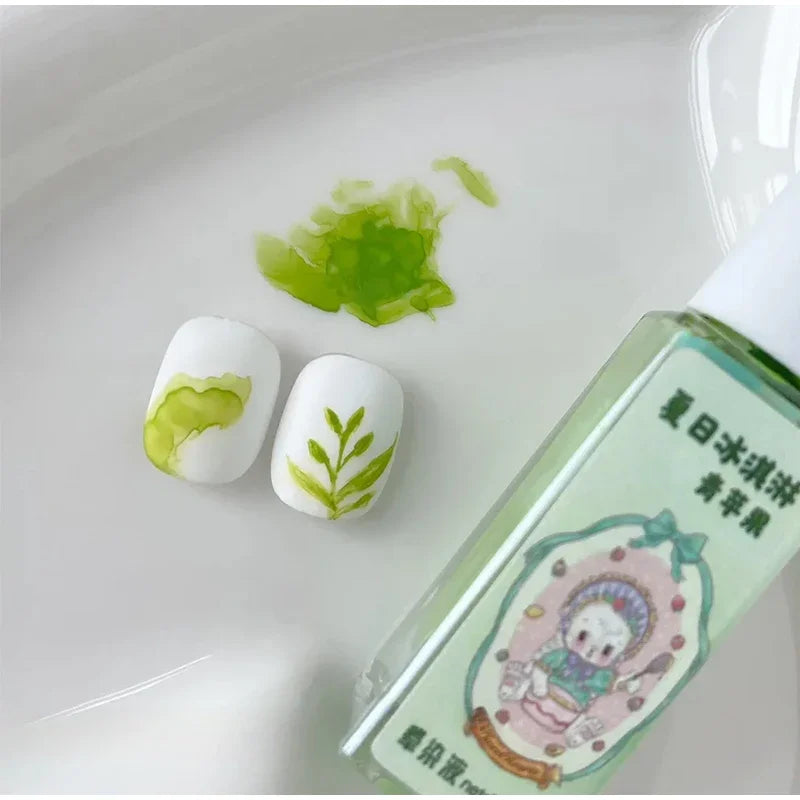 6ml Nail Art 6 Colors  Summer Ice Cream Nail Dye Solution Creative Nail Pattern DIY Design Dye Solution Women Nail Decoration