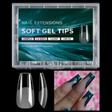 Luxury False Nail Tips Soft Gel Fingertip Semi-matte Capsules Almond French Coffin Full Cover Artificial Fake Nails Extension