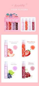 Rolling Bead Lip Oil Set of Four Moisturizing Lotion, Hydrating Roller Ball Mouth Oil, Anti-Drying, Colorless and Transparent
