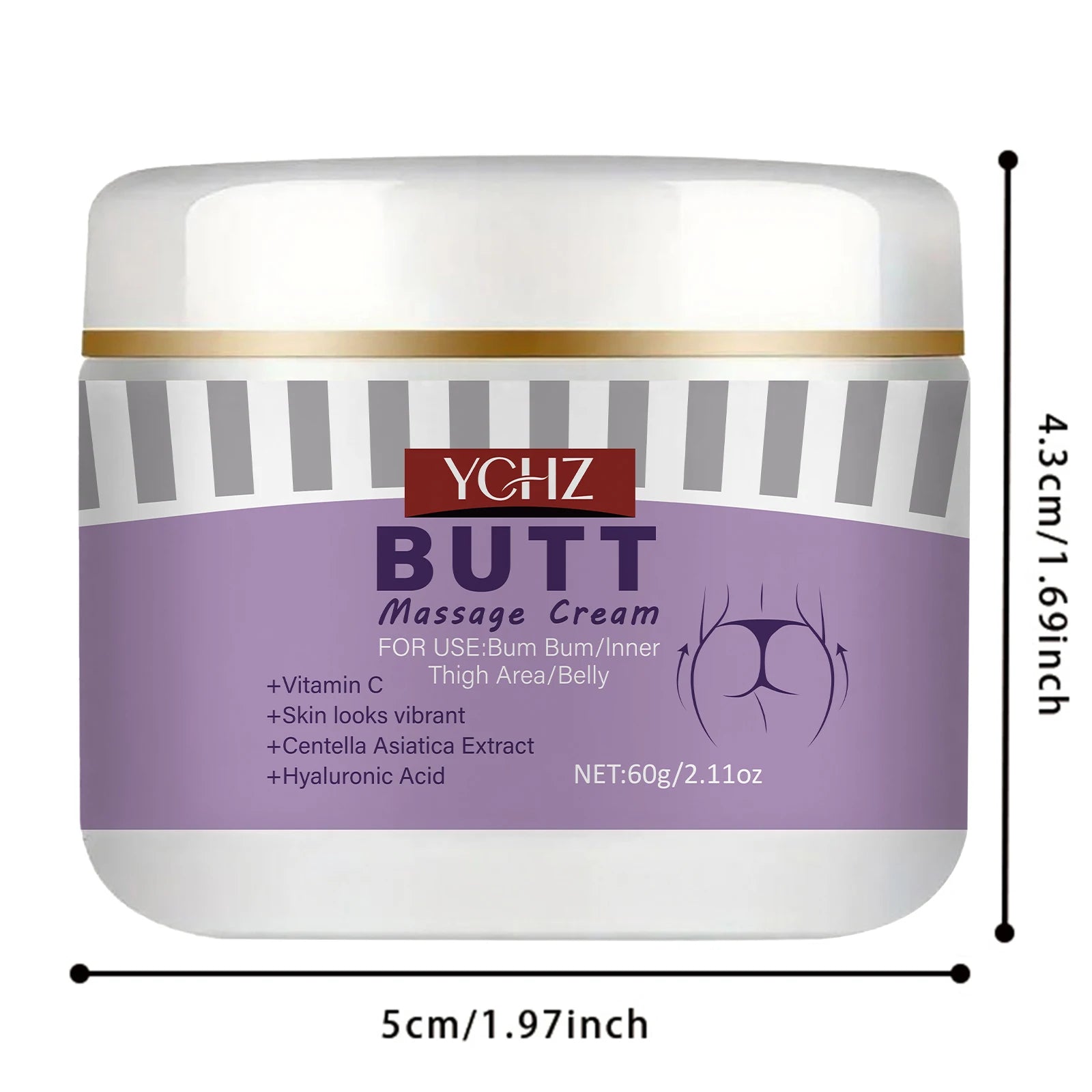 Butt Cream, Containing Vitamin E - Instant Butt-Lifting and Firming Massage Gel, Moisturizing and Plumping Cream, Specially Designed for Butt Shaping and Care - 60g