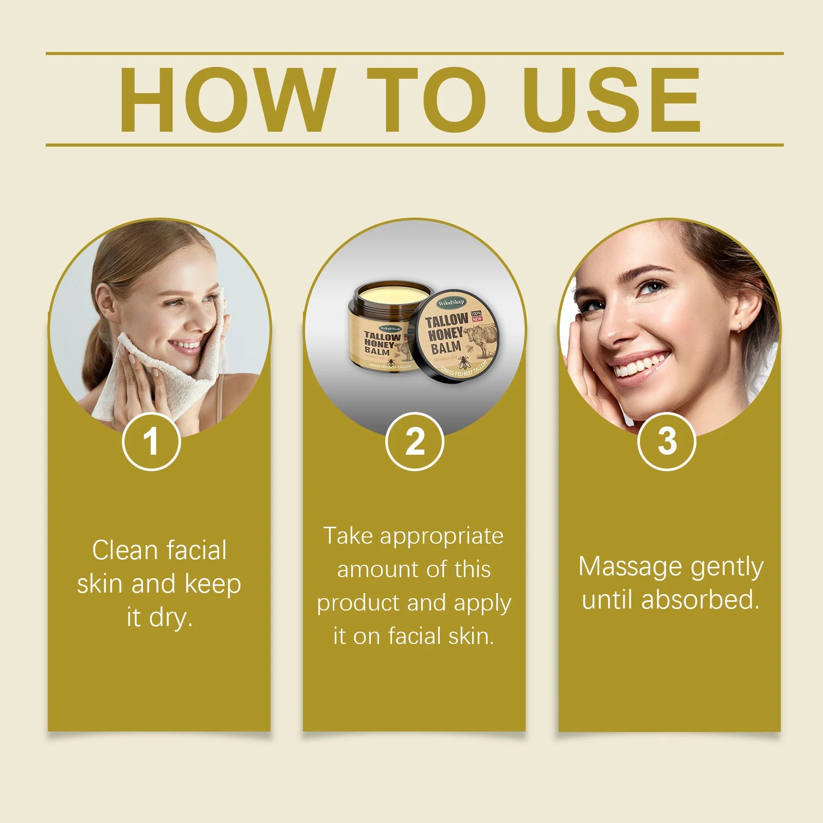 Beef Tallow Honey Balm Moisturizing Hydrating Face Cream Body Lotion Fades Fine Lines Tighten Soothen Brightening Facial Skin