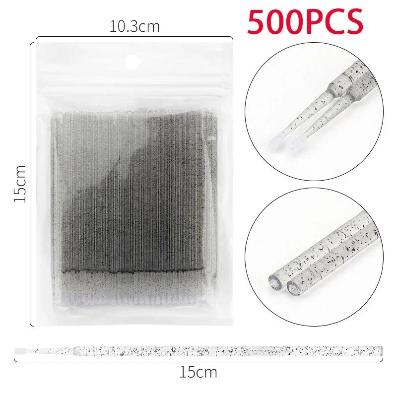 500/1000PCS Crystal Colorful Eyelash Cleaning Micro Brush Beauty Makeup Remover Tool Wholesaler