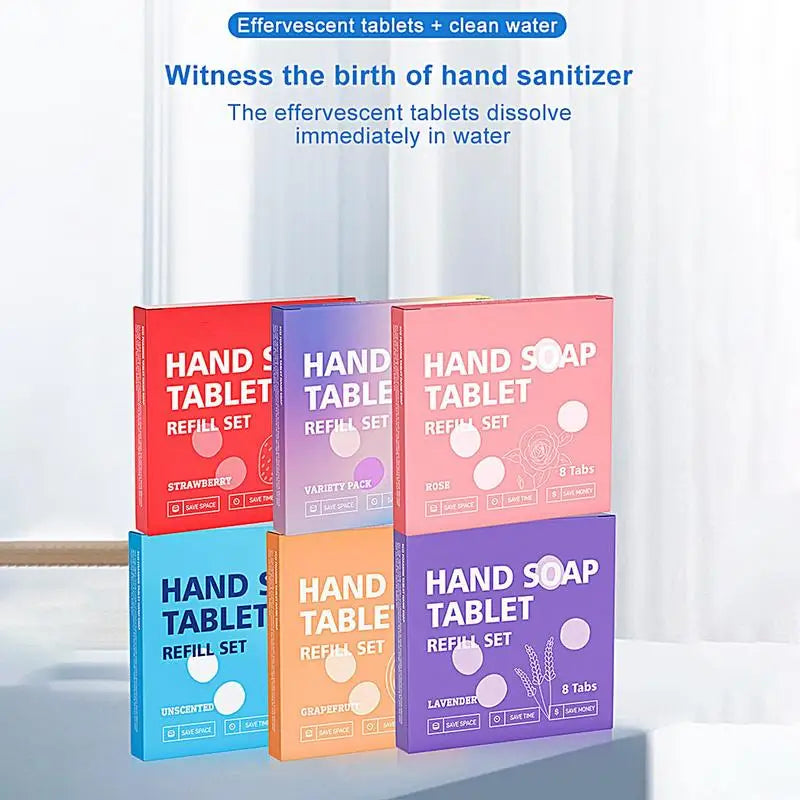 Hand Soap Tablet Refills 8pcs Foaming Hand Wash Tablet Refills Refreshing Fragrance Hand Washing Tool for Business Trip Travel