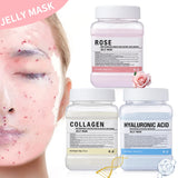 Rose/Hyaluronic Acid/Collagen Jelly Face Mask Powder-Moisturizing, Improving and Hydrating Facial Skin Care-Natural Gel Peel Off
