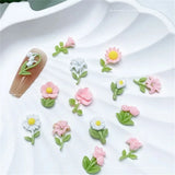 50pcs Vampire Nails Accessories Mixed Resin Ribbon Bow Camellia Tulip Heart Nail Art Charms Decorations Supplies Parts DIY Jewel