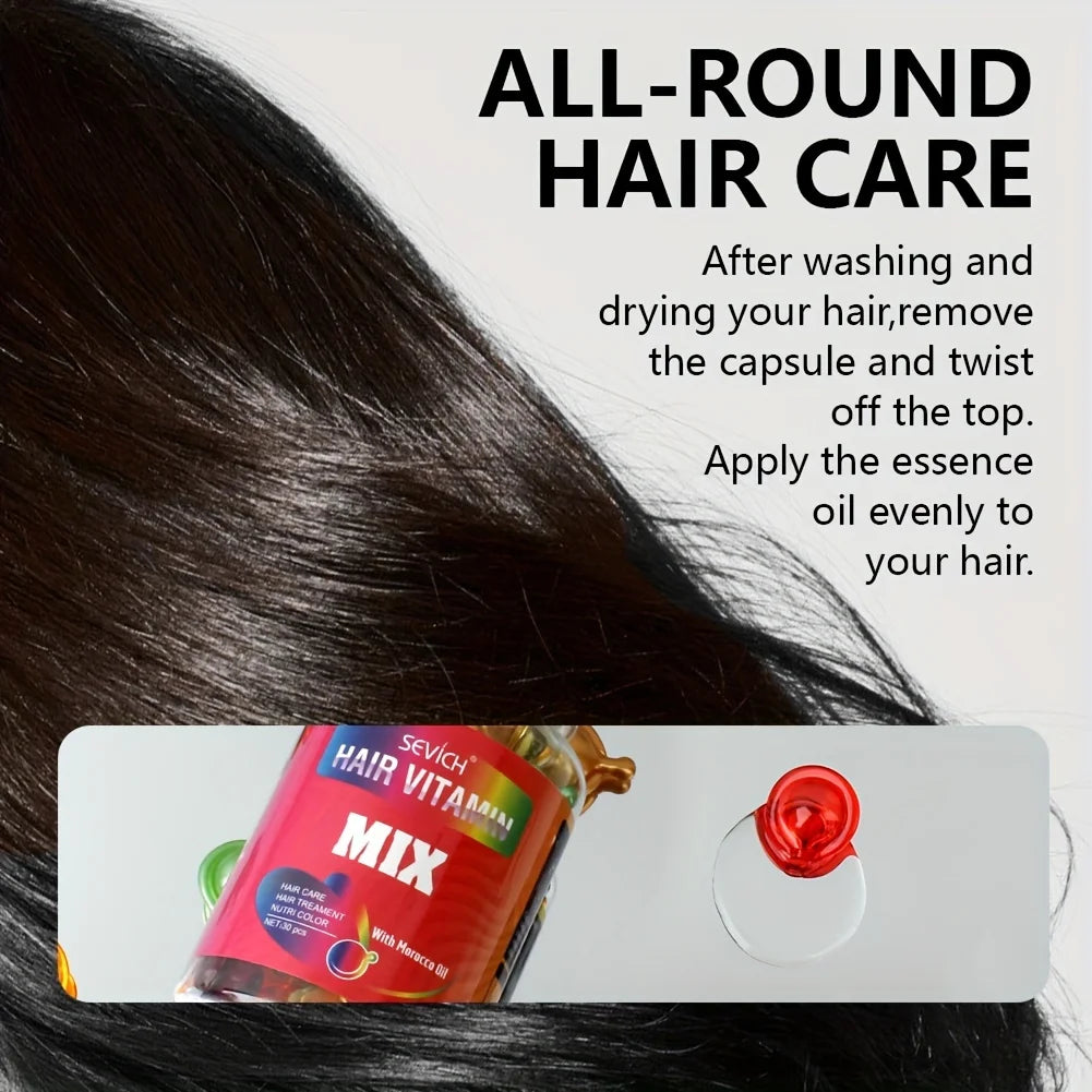 30Pcs Anti Hair Loss Hair Vitamin Capsule Oil Keratin Complex Oil Smooth Silky Hair Serum Hair Mask Repair Frizz Damaged Sevich