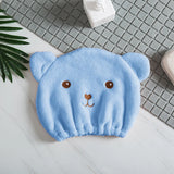 Super Absorbent Hair Drying Bath Towel Cap Cute Cartoon Bear Microfibre Soft Dry Hair Wrap Bathroom Accessories Bonnets