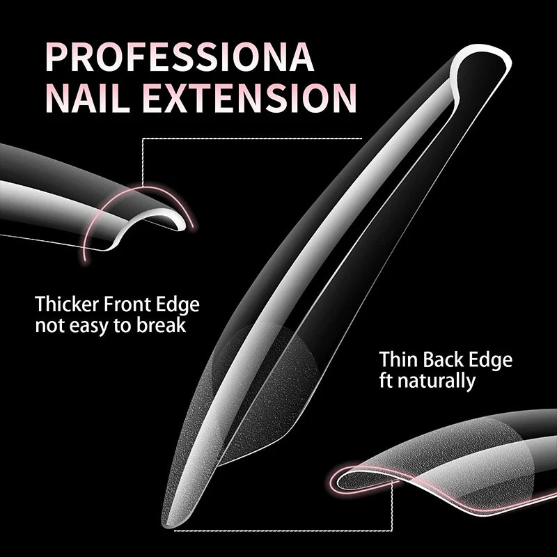 Luxury False Nail Tips Soft Gel Fingertip Semi-matte Capsules Almond French Coffin Full Cover Artificial Fake Nails Extension