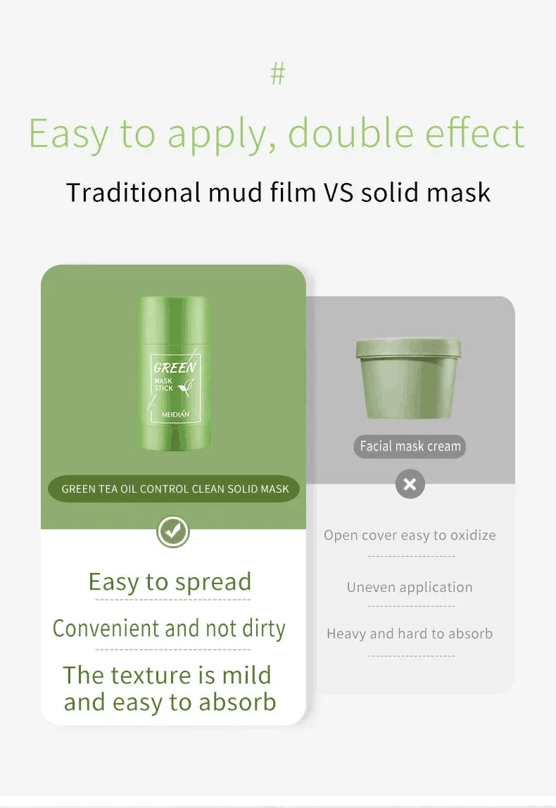 Original Facial Remove Blackhead Green Tea Solid Mask Treat Acne Blemish Black Dots Clean Stick Cream Shrink Pores Skin Care  ﻿