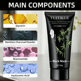 YUITIKUE Bamboo Charcoal Black Mask 60g - Tearing Type Deep Cleanse, Blackhead Removal for Clear Skin