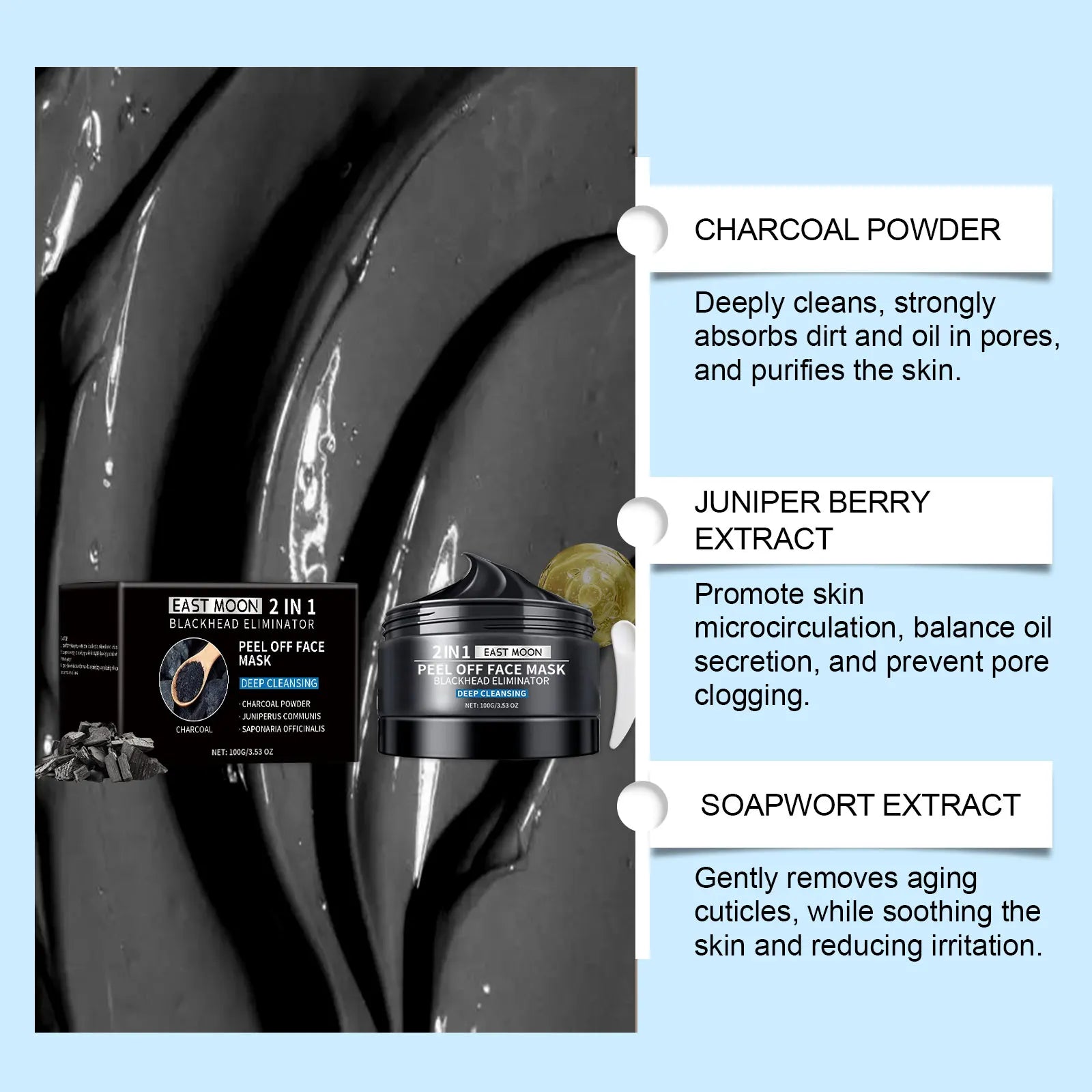 Bamboo Charcoal Blackhead Remover Mask Purifying Shrink Pore Deep Cleansing Oil Control Exfoliator Peel Mud Mask Skin Care