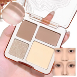 2 pcs Contouring Set - 4 color High-Gloss Contouring，Brightening Matte 3D Nose Shadow Brush，Easy To Color，Gift Set