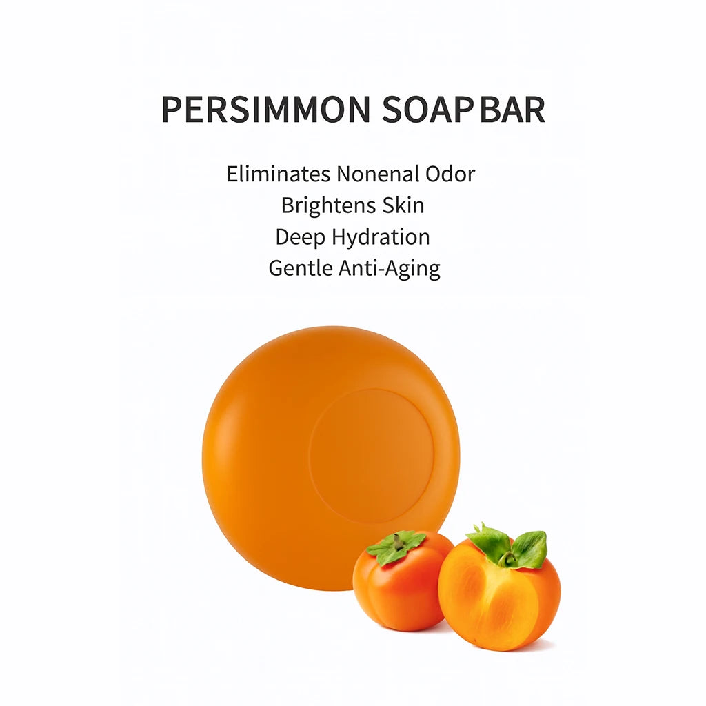 Persimmon Soap Bar Japanese Persimmon & Green Tea Extract For Men and Women Gentle on All Skin Types Deodorizing Soap Rose Scent