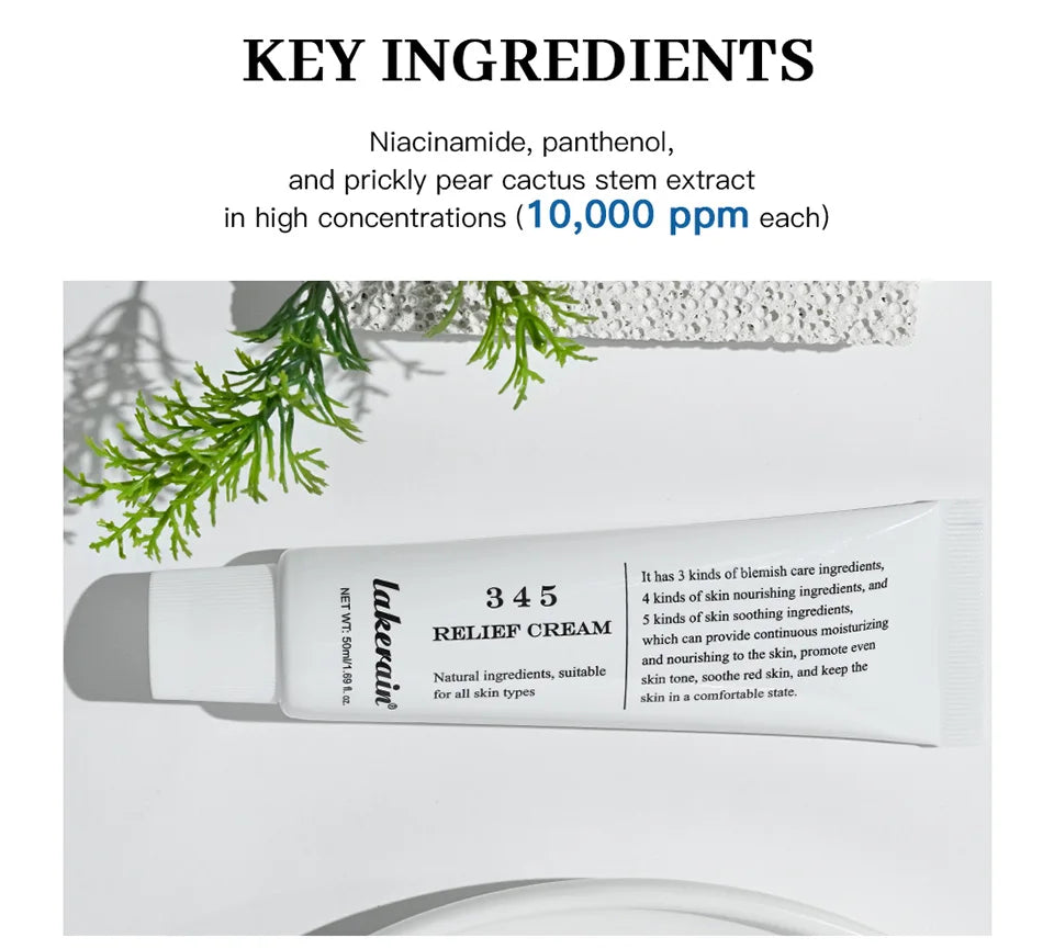 345 Relief Cream Comprehensive solution to skin problems Anti-sugar and antioxidant Brightening skin Improving acne marks Moistu