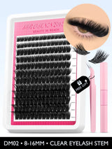 GROINNEYA Lash Clusters Kit Fluffy Individual Lashes C Curl Cluster DIY Lash Extension Kit Lash Bond and Seal Eyelash Extensions