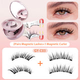 2 Pairs Magnetic Eyelash Natural Look Fluffy False Eyelashes Reusable Magnetic Eyelash Set with Applicator No Glue Need Makeup