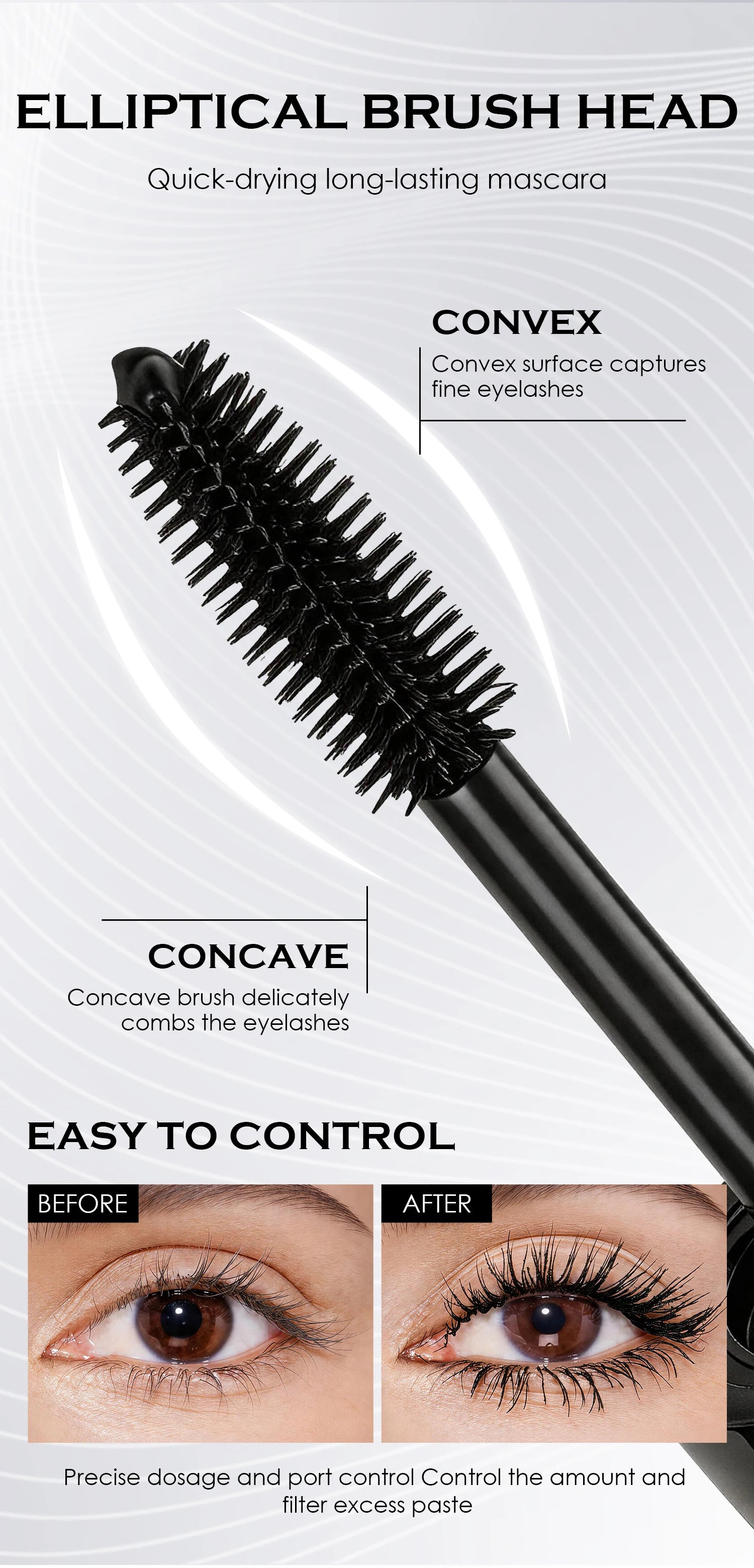9D Fiber Lash Set Long-Lasting Waterproof Sweatproof Stainproof Slimming Base Mascara for All Skin Types