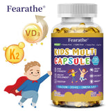 Kids Multivitamins Capsules - with D3+K2,Calcium - Promote Brain Development, Enhance Immunity,Support Digestion Healthy